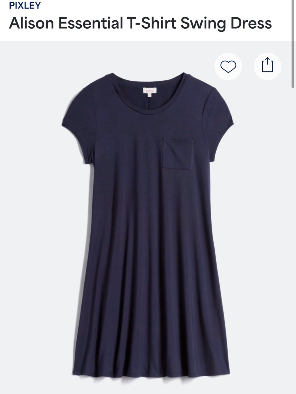 Pixley Navy Short-Sleeve Swing Dress with Chest Pocket